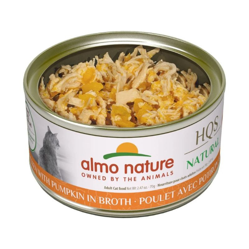 Conserve Poulet et Potiron en Bouillon pour Chats, 70g – Almo Nature HQS Natural