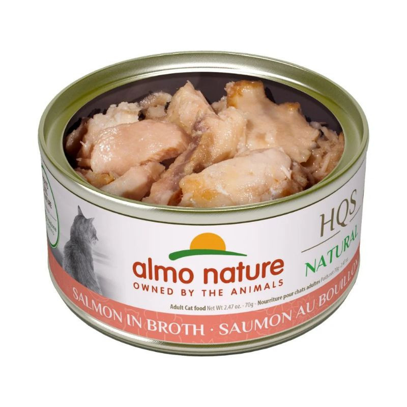 Conserve Saumon en Bouillon pour Chats, 70g – Almo Nature HQS Natural