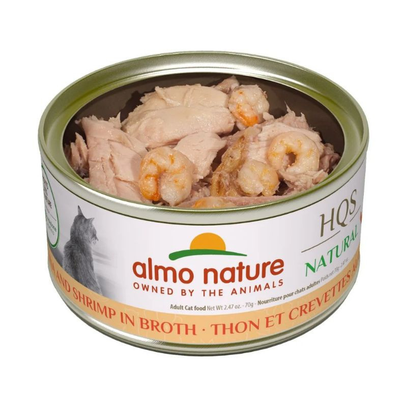 Conserve Thon et Crevettes en Bouillon pour Chats, 70g – Almo Nature HQS Natural