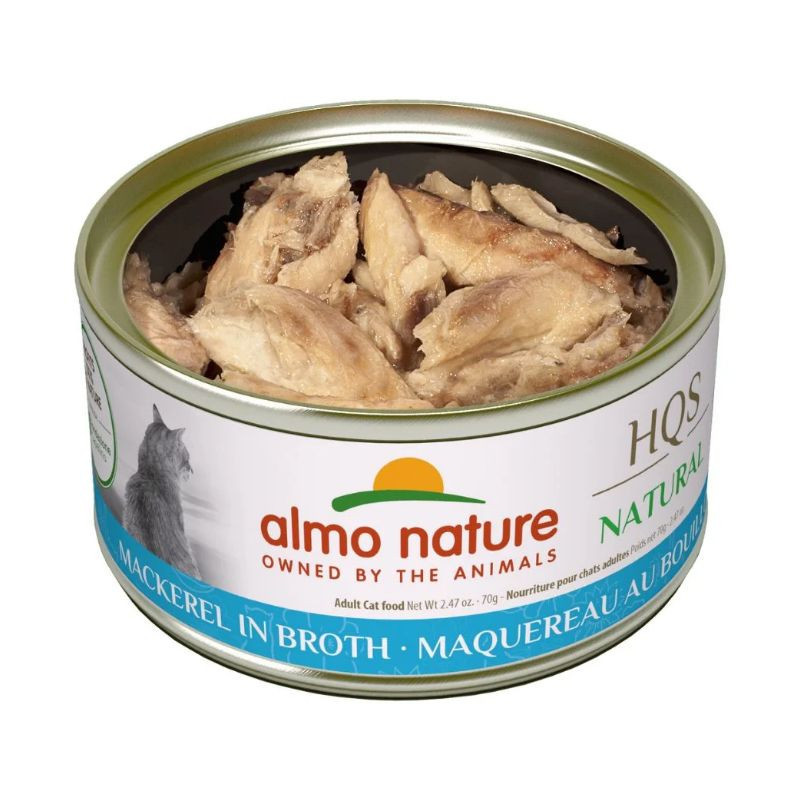 Conserve Maquereau en Bouillon pour Chats, 70g – Almo Nature HQS Natural