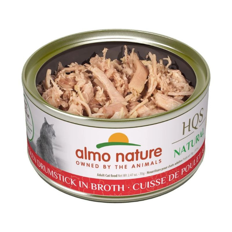 Conserve Cuisse de Poulet en Bouillon pour Chats, 70g – Almo Nature HQS Natural