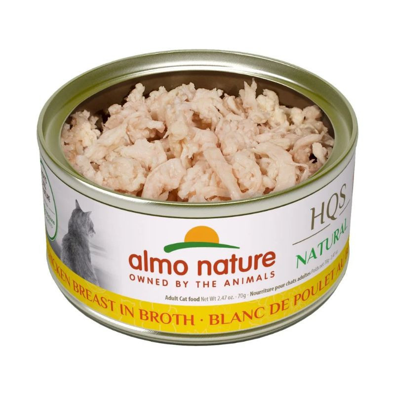 Conserve Blanc de Poulet en Bouillon pour Chats, 70g – Almo Nature HQS Natural