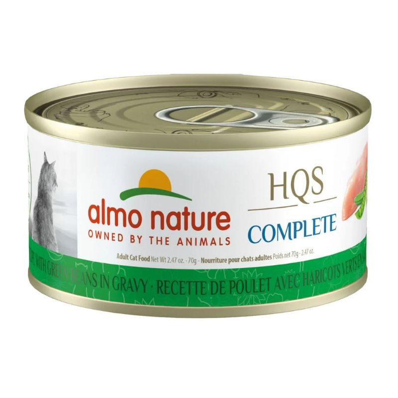 Conserve Poulet et Haricots Verts en Sauce pour Chats, 70g – Almo Nature HQS Complete