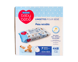 PERSONNELLE BÉBÉ Lingettes pour bébé peau sensible, 448 unités