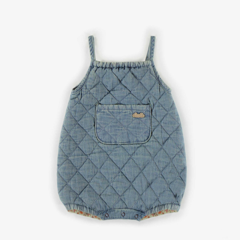 Loose fit short one-piece in denim, newborn