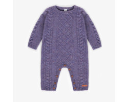 Purple knitted one-piece in recycled polyester, newborn