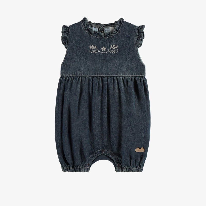 Dark blue one piece in light denim regular fit, newborn