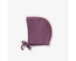 Purple jersey hat with cords, newborn