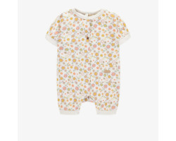 Cream flowery pajamas in organic cotton, baby