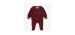 Red two-piece pajama with integrated feet in velvet, newborn