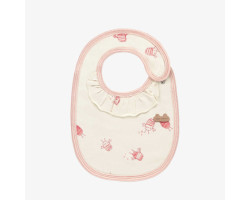 Cream bib with crayfish print in organic jersey, newborn