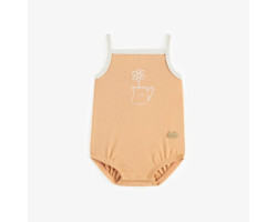 Coral bodysuit with thin straps in organic cotton, newborn