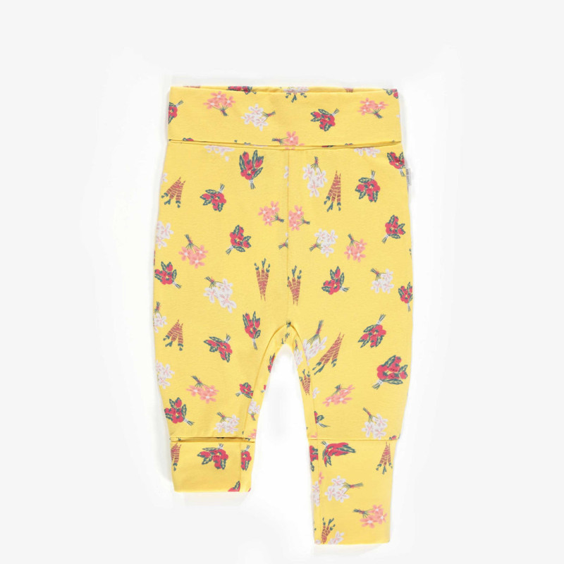 Yellow evolutive pants with tomato patterns, new-born girl