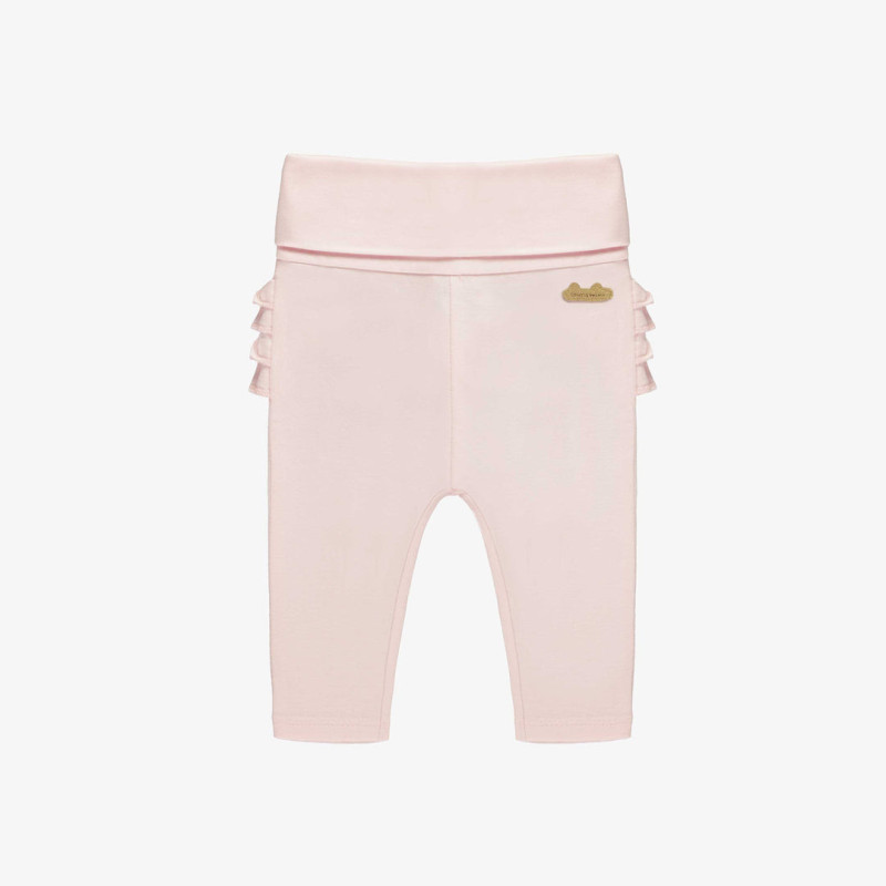 Light pink leggings with ruffles in organic cotton, newborn