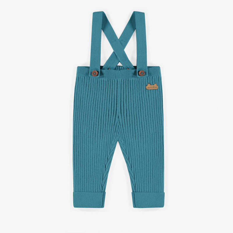 Turquoise knitted pants with straps in cashmere imitation, newborn