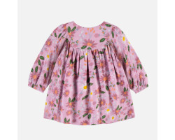 Loose-fitting long-sleeved pink floral dress, baby