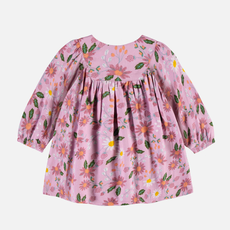 Loose-fitting long-sleeved pink floral dress, baby