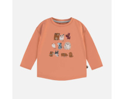 Orange long-sleeved t-shirt with dogs in jersey, baby