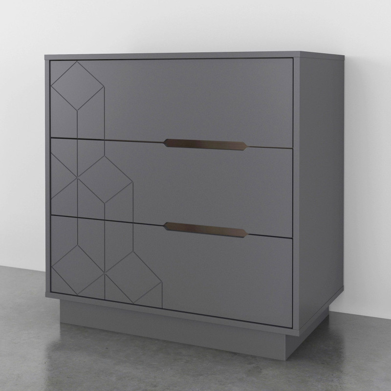 Nexera Bureau 3 Tiroirs - Gris Charbon