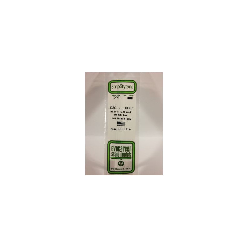 Evergreen -  bande dimensionnelle 35cm - .020"x.060" (10/pk) blanc