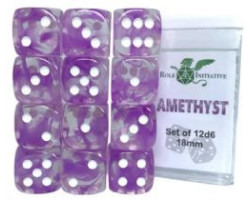 Role 4 initiative -  ensemble de 12 dés 6 (18mm) - diffusion amethyst