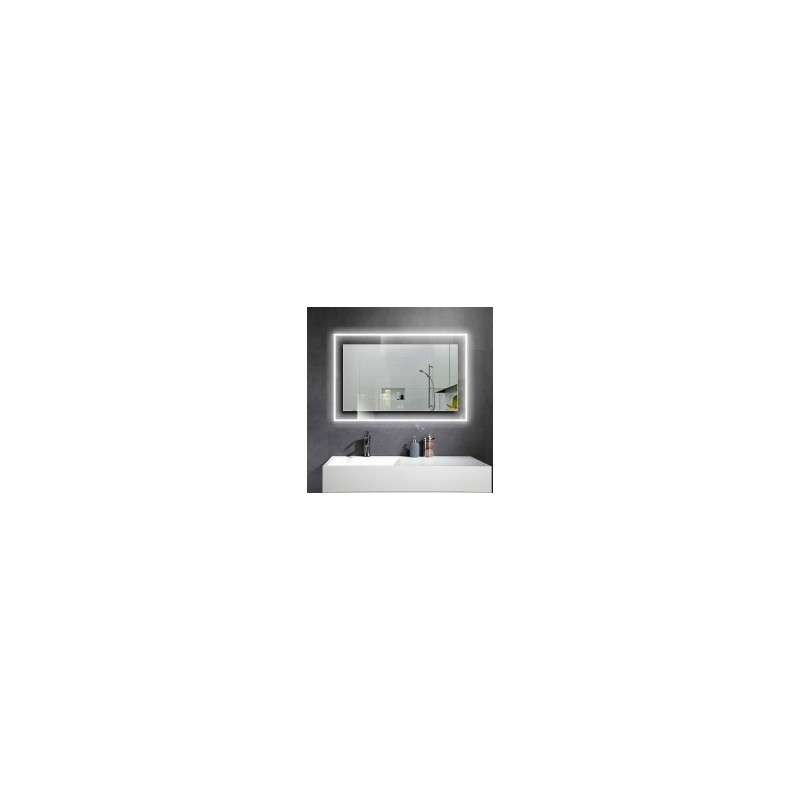 DECORAPORT 55 x 36 Po Miroir de Salle de Bain LED avec Bouton Tactile, Anti-Buée, Luminosité Réglable, Bluetooth, Montage Verti