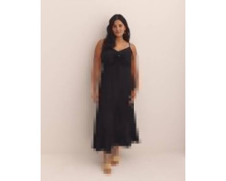 Robe longue noire sans manches à jupe étagée - Addition Elle