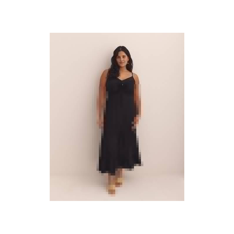 Robe longue noire sans manches à jupe étagée - Addition Elle