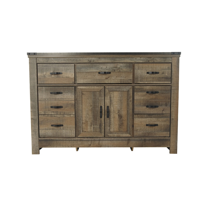 Ashley Bureau laminé 7 tiroirs, 2 portes