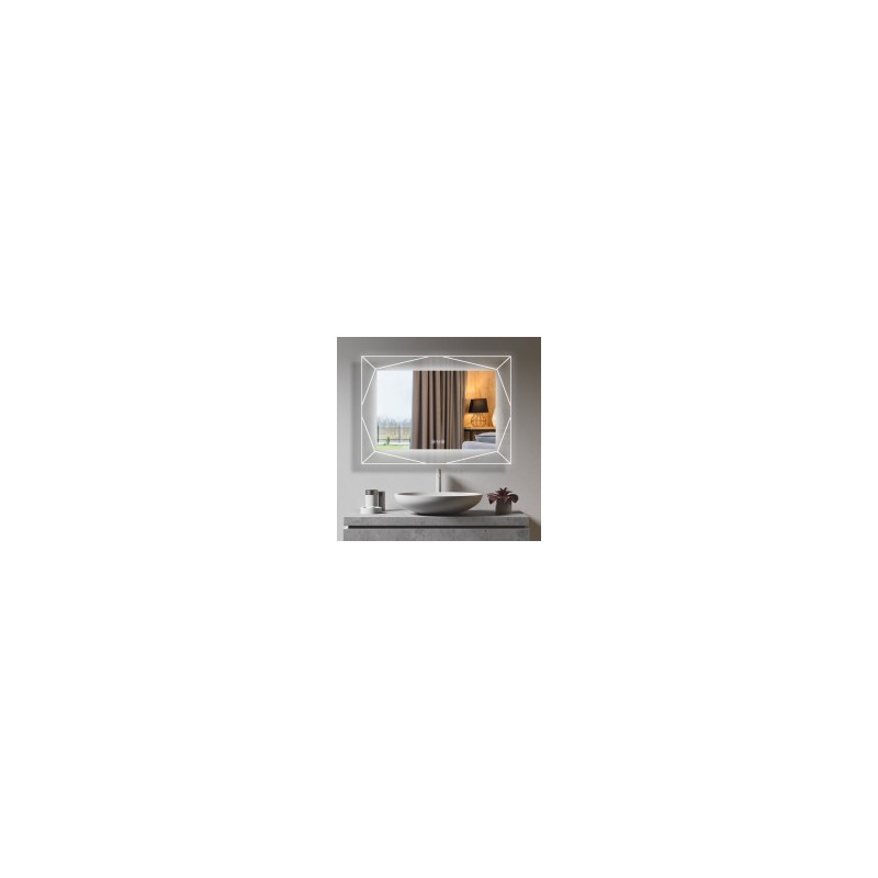 DECORAPORT 48 x 36 Po Miroir de Salle de Bain LED avec Bouton Tactile, Haut-Parleur Bluetooth, Lumières Tricolores, Anti-Buée, 
