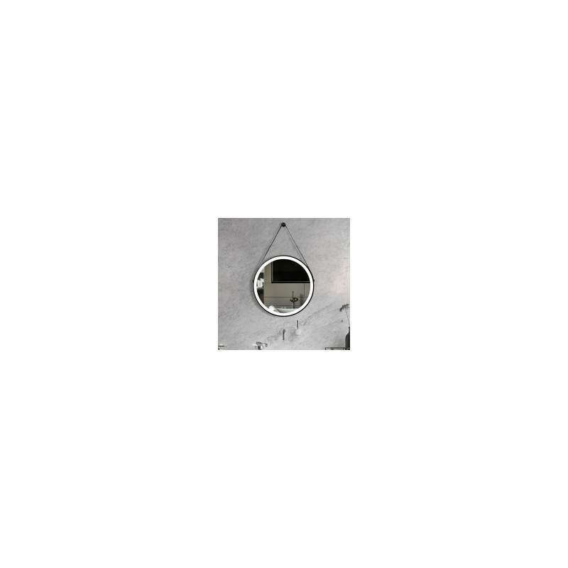 DECORAPORT 24 x 24 Po Miroir de Salle de Bain LED avec Bouton Tactile, Noire, Anti-Buée, Luminosité Réglable, Montage Vertical 